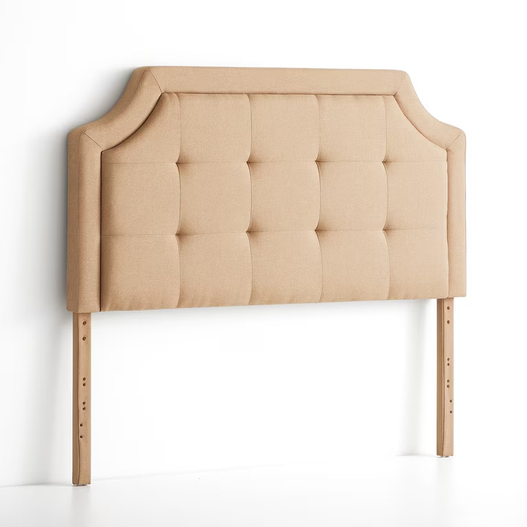 Rest Haven Scallop Edged Upholstered Headboard, Queen, Beige | Walmart (US)