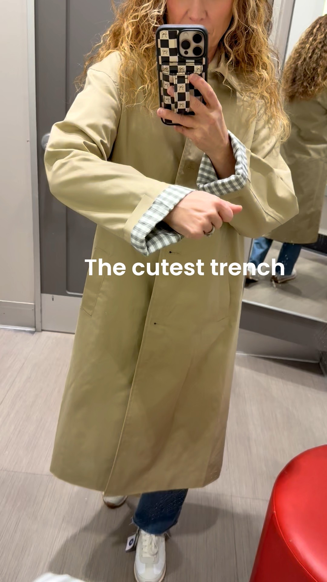 This trench is so cute with the gingham trim and it fit my 5'1" frame!  I'm wearing an XS 

#LTKPetite #LTKOver40