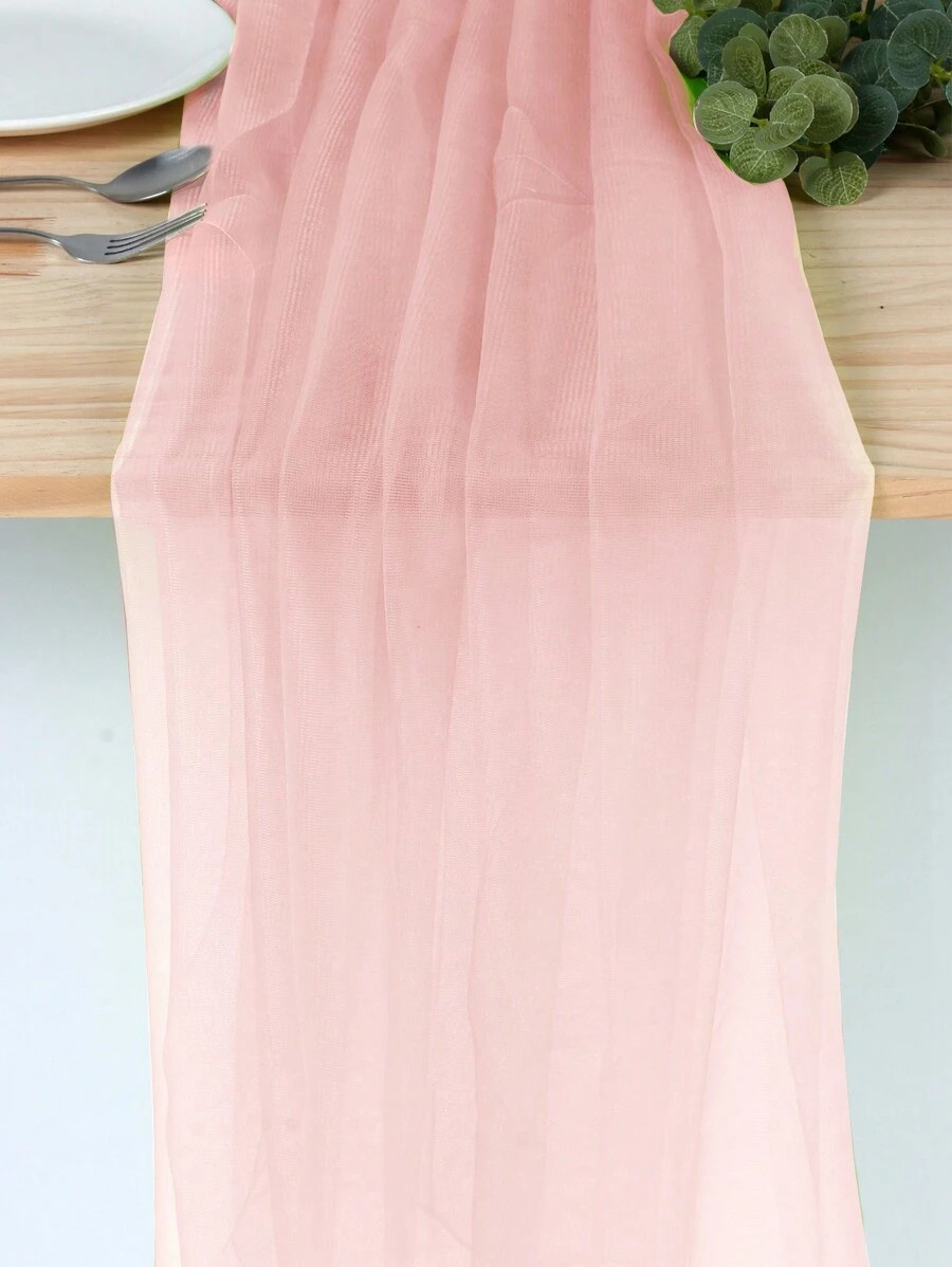 1pc 63*78inch Light Pink Yarn Table Runner, Perfect For Decorating Wedding Birthday Party, Party ... | SHEIN