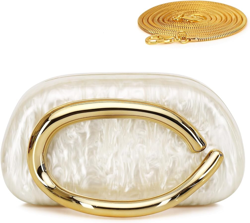 Labair Acrylic Clutch Purses for Women Marble Evening Bag Trendy Metal Handle Purses Handbags for... | Amazon (US)