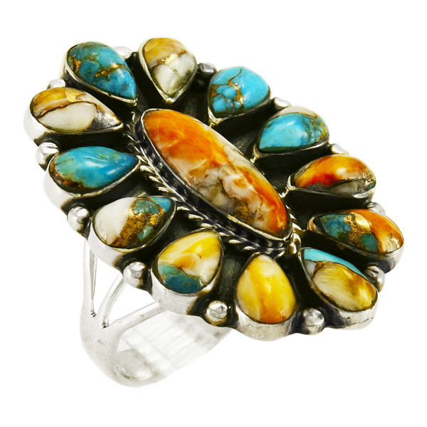 Spiny Turquoise Ring Sterling Silver R2041-C89 | TURQUOISE NETWORK