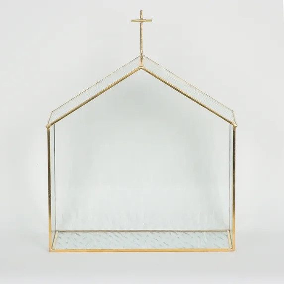 Glass Church Christmas Tabletop Decoration, Gold, 12.5", by Holiday Time - Walmart.com | Walmart (US)