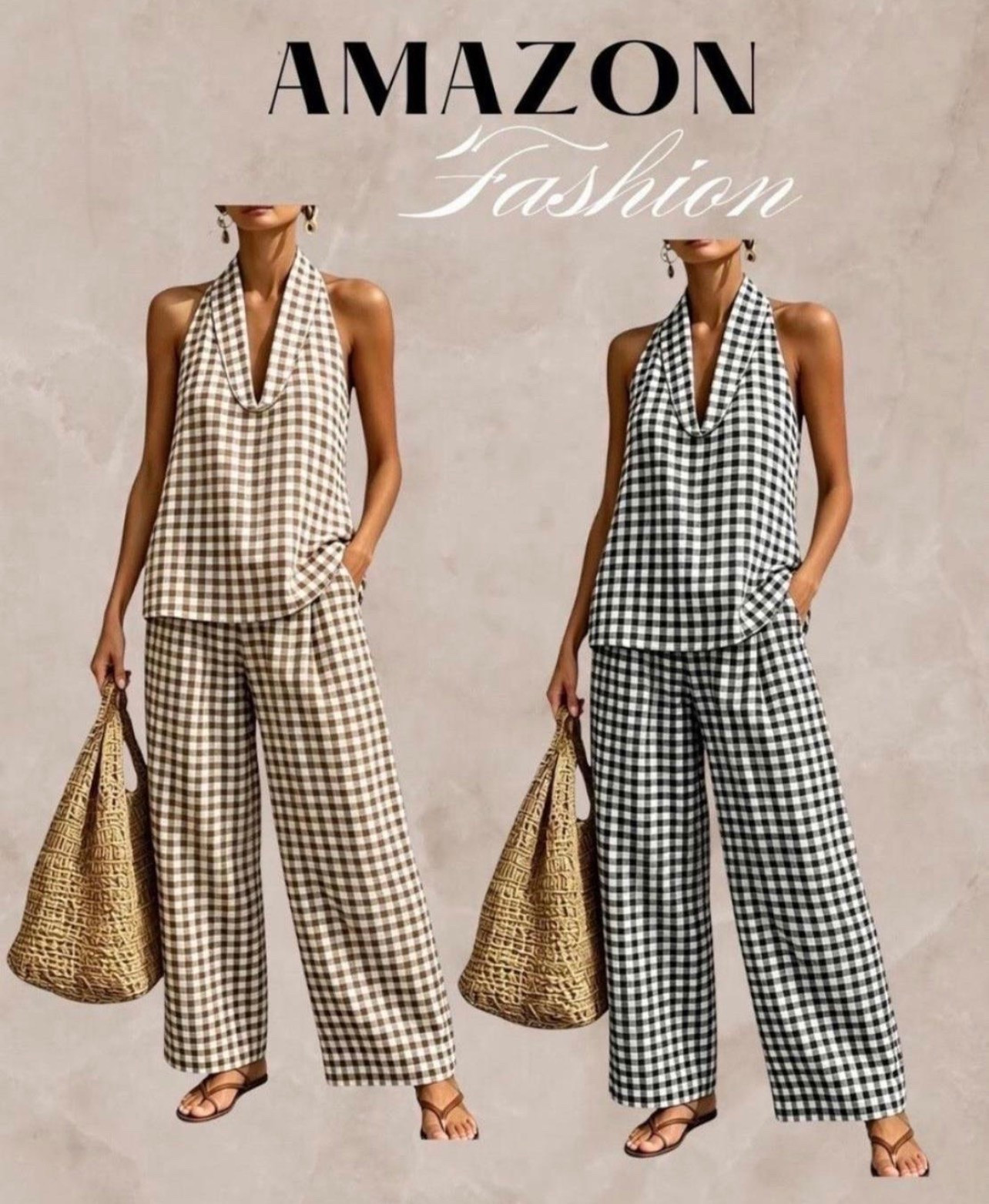 Love these gingham  sets from Amazon. Pair with a cardigan for fall! # ginghamset #matchingset