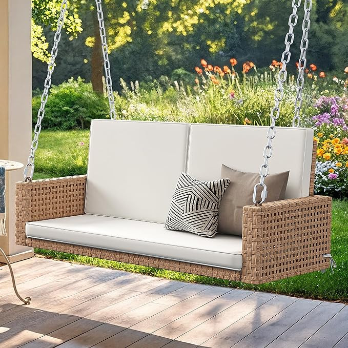 YITAHOME Outdoor Porch Swing, 2-Seater Patio Swing Chair with 3 Comfort Cushions, Sturdy Iron Fra... | Amazon (US)