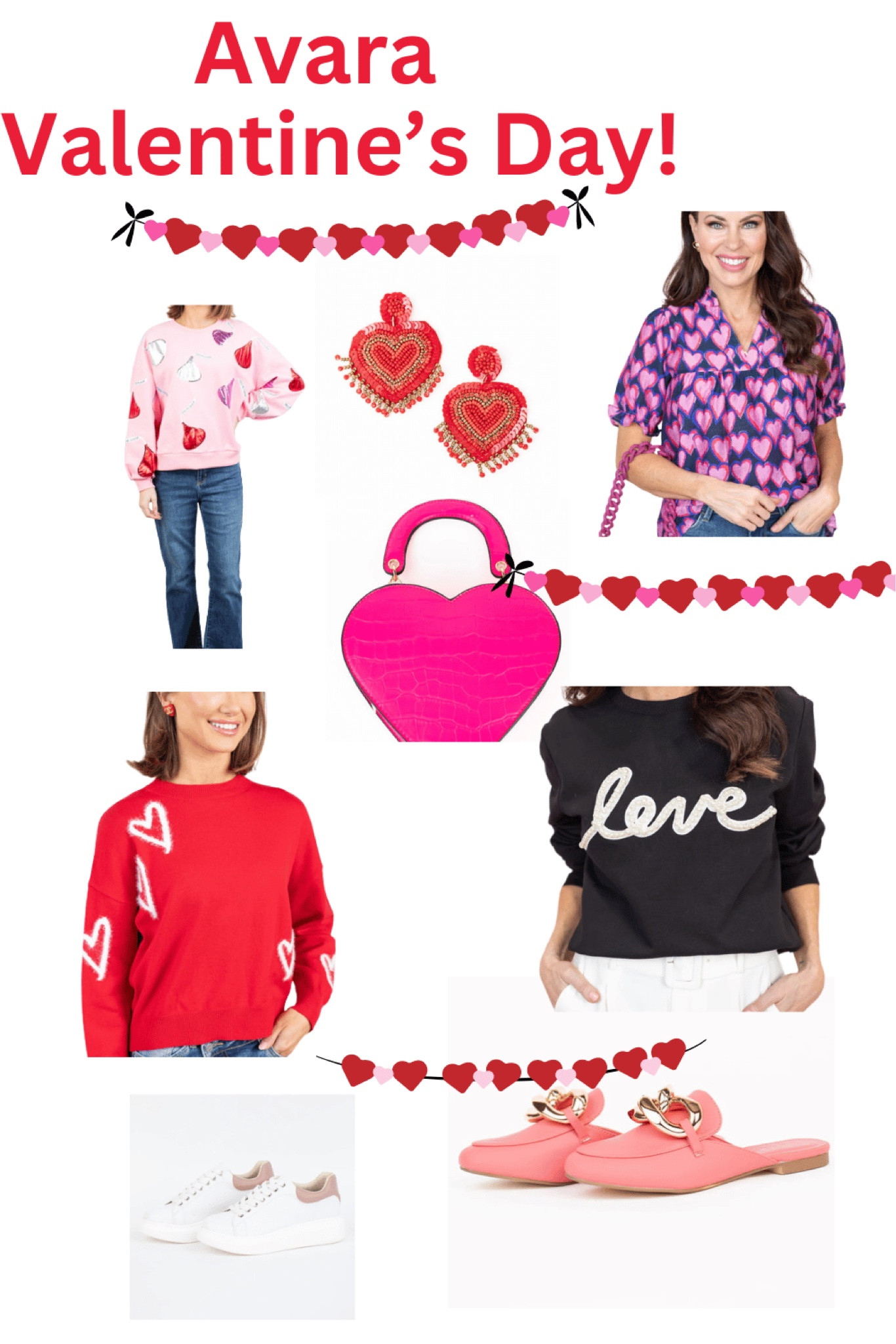 Are you that girl who loves fun Valentine’s Day items to wear? I have curated some of my FAVORITES ❤️for you!  Remember most of these items are good for much of the year, not just February 14!  Think how much this pink purse 👛 would be this spring and summer!  And the black “love” top is perfect this spring and summer with white jeans or blue denim 👖.  So classic!  The real winners are the pink mules and the pink-trimmed white sneakers 👟!  Have fun 🤩!
1. ❤️🛍️Text me “links please” and I’ll DM them right to you!  OR
2. ❤️🛍️Click on the link in my stories.
3. ❤️🛍️Go to my Profile and click on the link in my Linktree to LTK to shop there.

#valentinesdaylooks
#avara
#hersheyskisses
#winterfashion #winterstyles #styleblogger #styleblogger #styletips #grwm #styleagram #getreadywithme
#styleaddict
#outfitstyle #outfitshare
#outfitshot #stylefashion #stylebook #stylebible #styleagram 

#LTKGiftGuide #LTKfindsunder50 #LTKSeasonal
