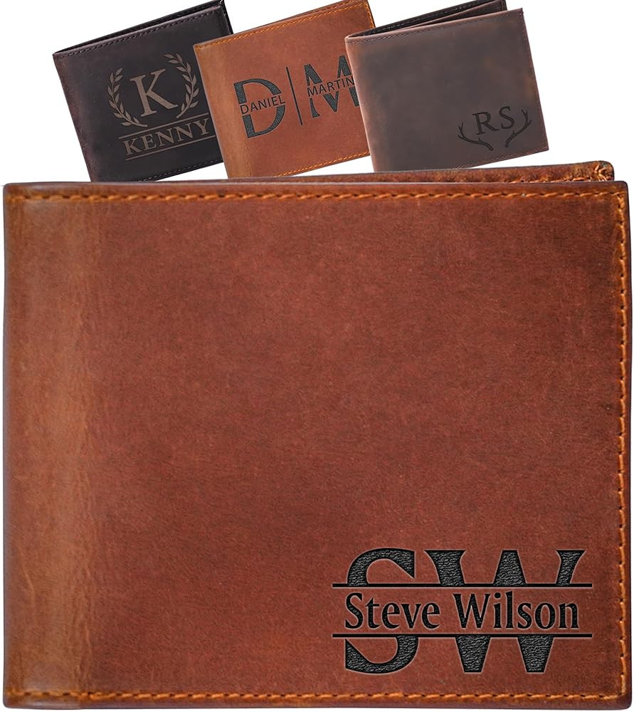 Custom Wallet for Men, Dad, Him, Mens Valentine Days Gifts, Genuine Leather Wallet with Custom Na... | Amazon (US)
