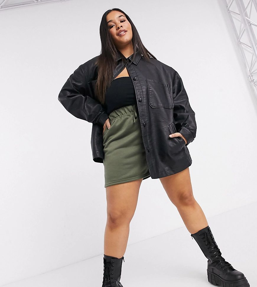 COLLUSION Plus faux leather shacket-Black | ASOS (Global)