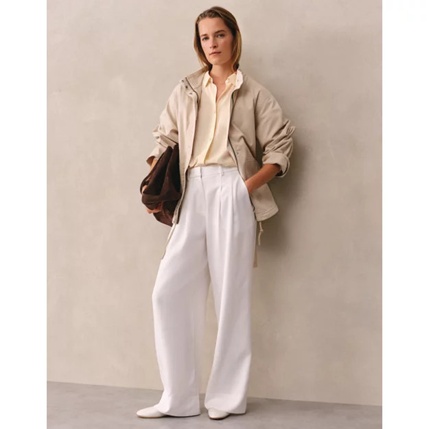 Double Pleat Fluid Wide Leg Trousers | The White Company UK & ROW
