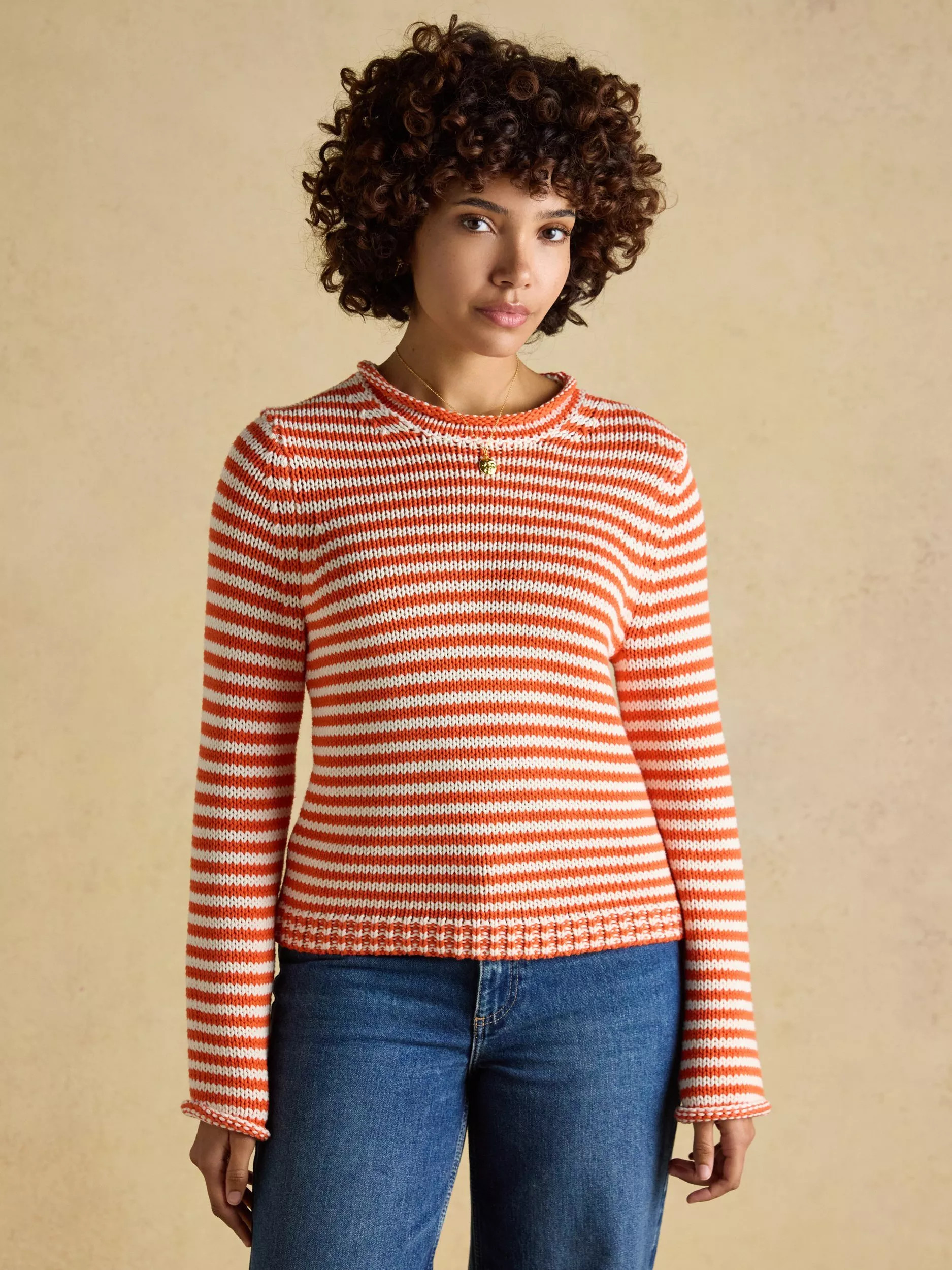 Joules Stripe Cotton Jumper, Orange | John Lewis (UK)