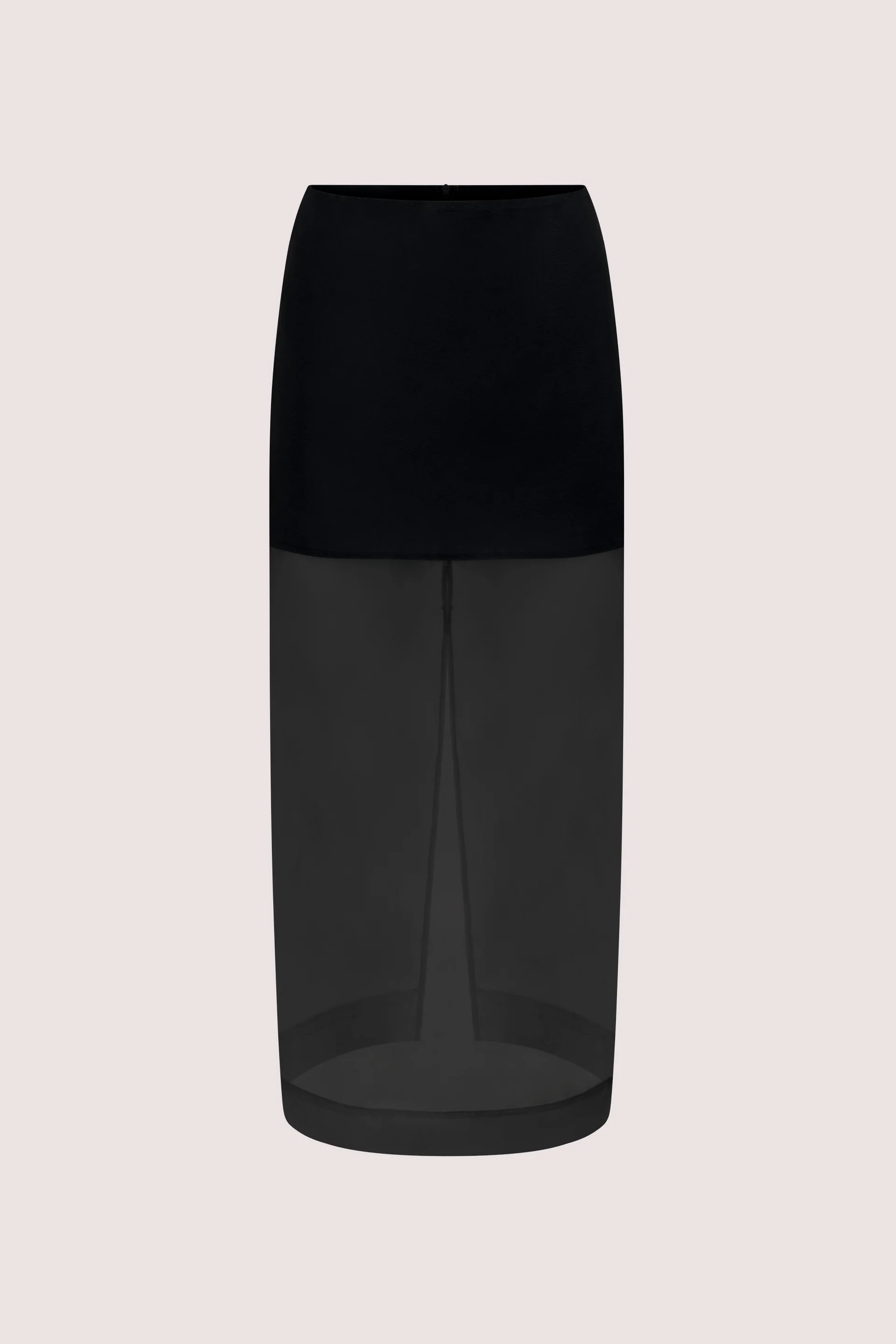 SIAN BLACK SILK ORGANZA MIDI SKIRT | DISSH