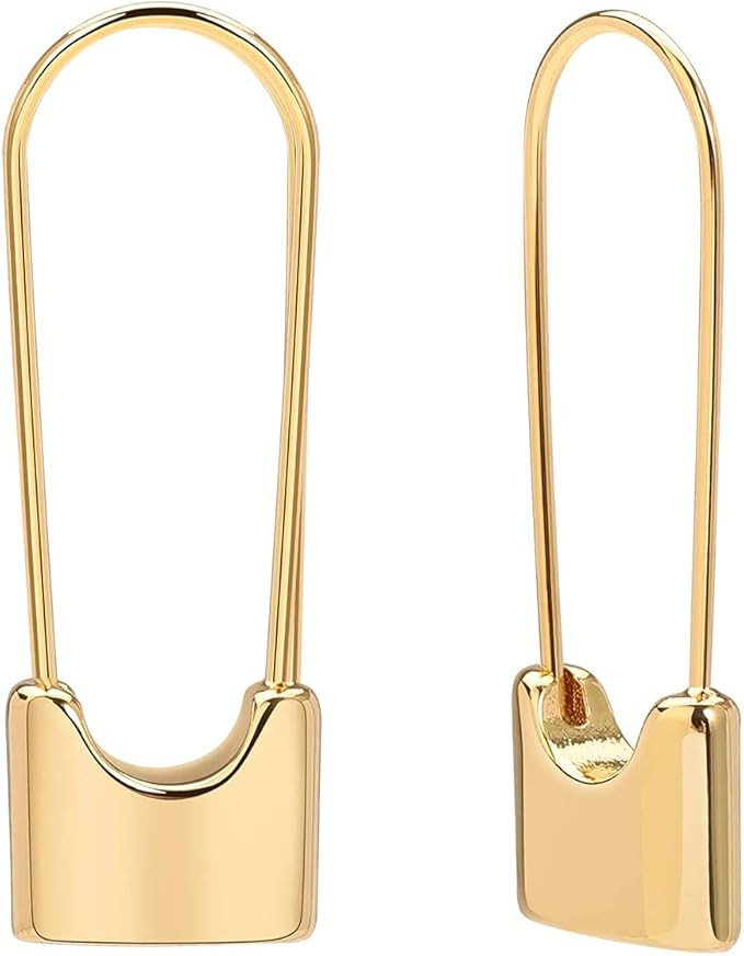 Safety Pin Earrings for Women Silver Gold-Plated Hoop Pin Earrings for Women | Amazon (US)