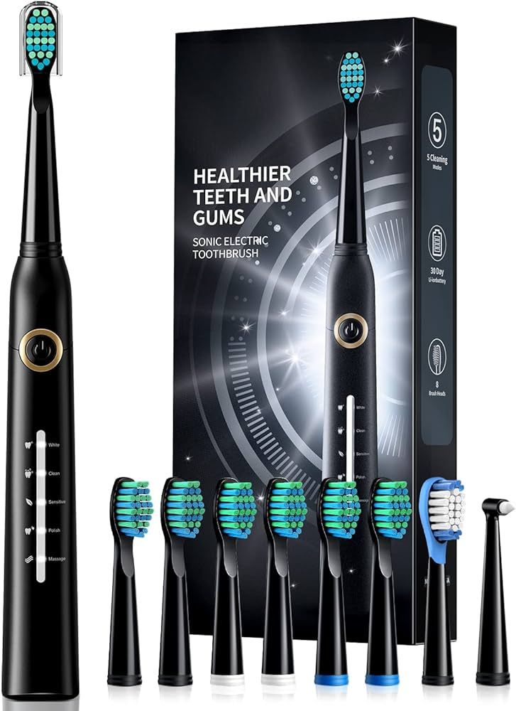 Sonic Electric Toothbrushes for Adults, 8 Brush Heads Electric Toothbrush with 40000 VPM Deep Cle... | Amazon (US)