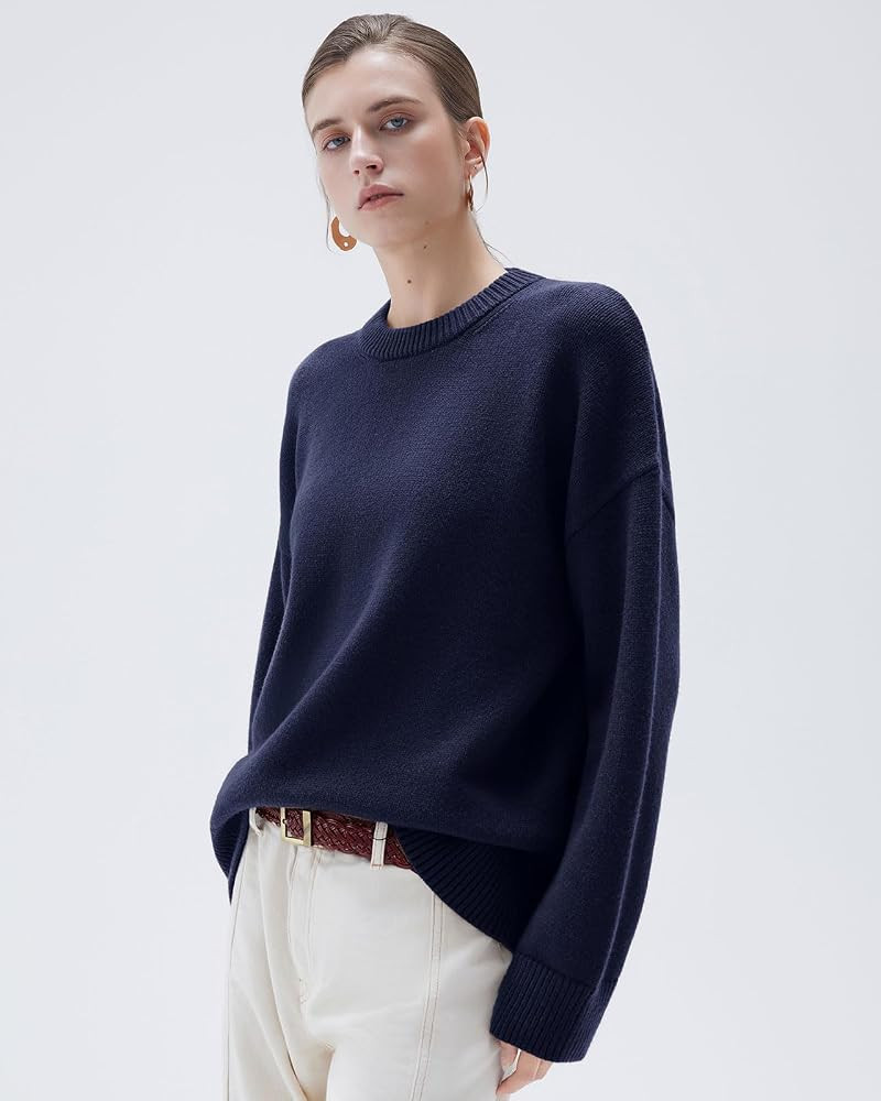 SUUKSESS Women Cashmere Oversized Long Sleeve Pullover Sweater Crew Neck Jumpers | Amazon (US)