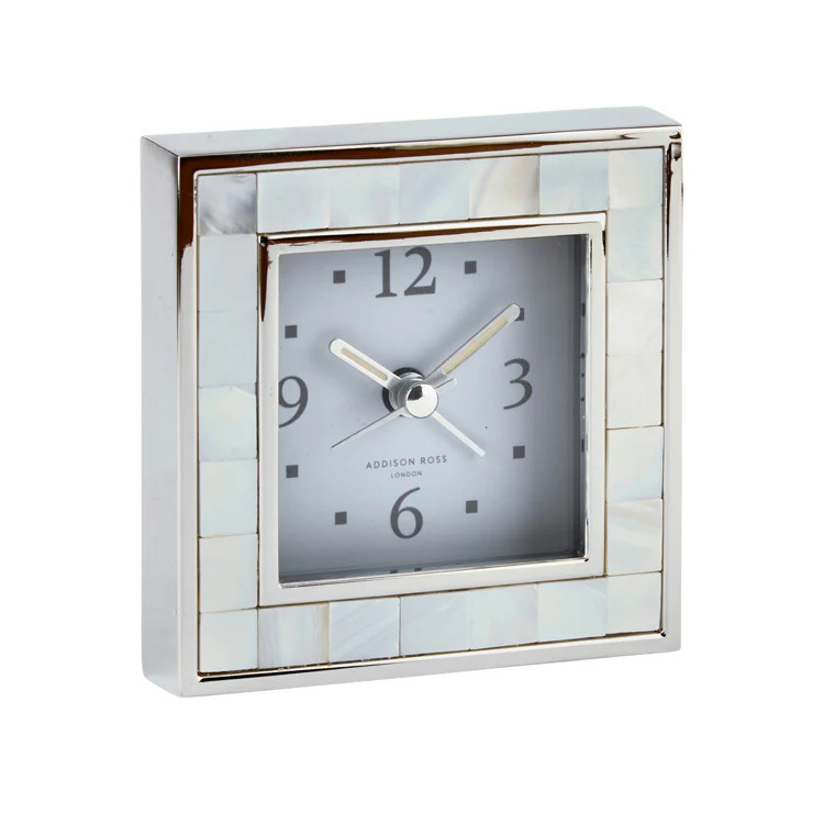 Mother of Pearl Shell & Silver Square Alarm Clock | Addison Ross US