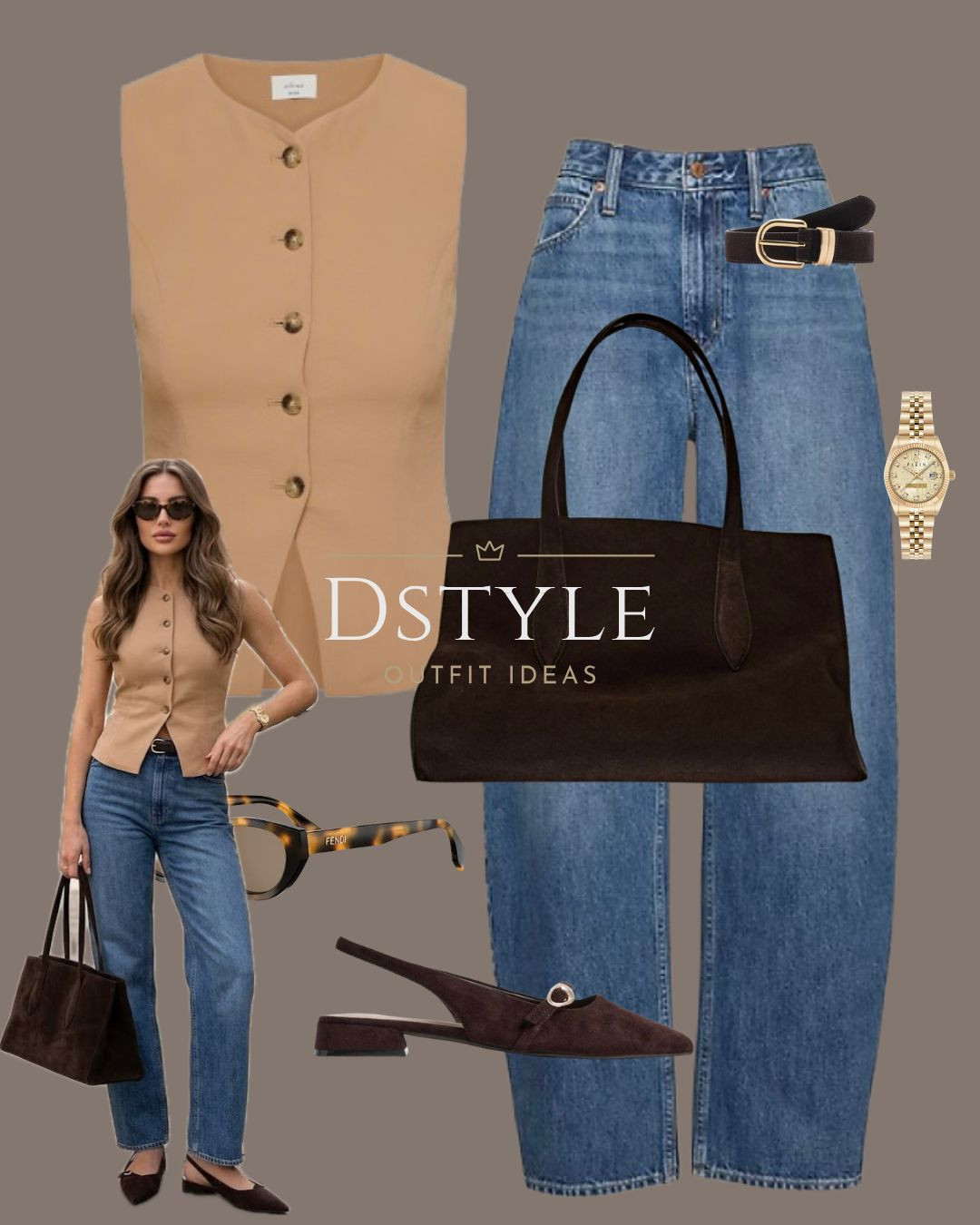 Camel and chocolate brown are a match made in heaven, especially when paired with a classic straight-leg jean. It’s polished enough for a meeting but relaxed enough for a lunch date. 🥐🤎

#WaistcoatStyle #SuedeBag #SlingbackFlats 

 

#LTKootd #LTKWorkwear