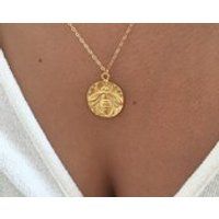 Gold Bee Necklace, queen bee necklace, Gold disc necklace, Minimalist jewelry, Dainty Necklace, Gold Necklace, Coin Necklace Gold coin | Etsy (US)