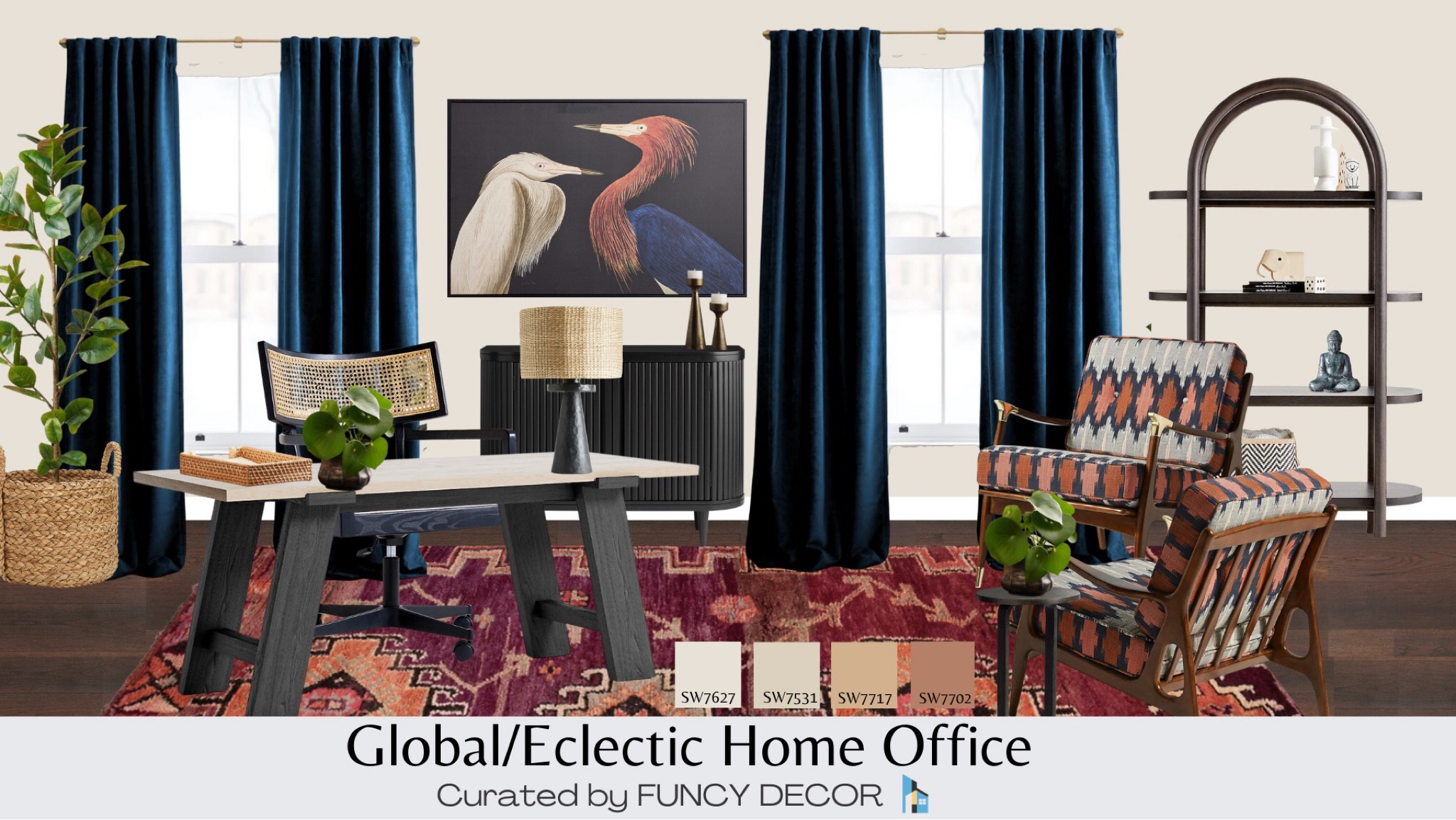 This global/eclectic home office is furnished with pieces from West Elm,  Arhaus, World Market, Anthropologie, Crate&Barrel and others. What a fun room for working at home

#LTKstyletip #LTKFind #LTKhome