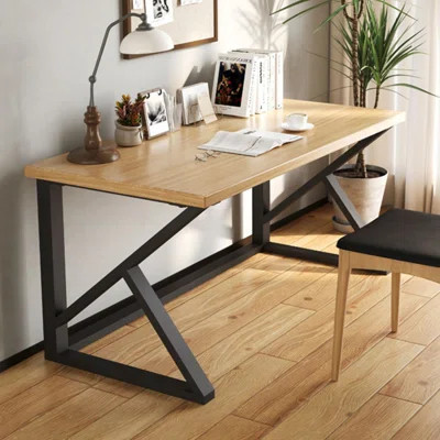 Burlywood,Black Rectangular Solid Wood Writing desk | Wayfair North America