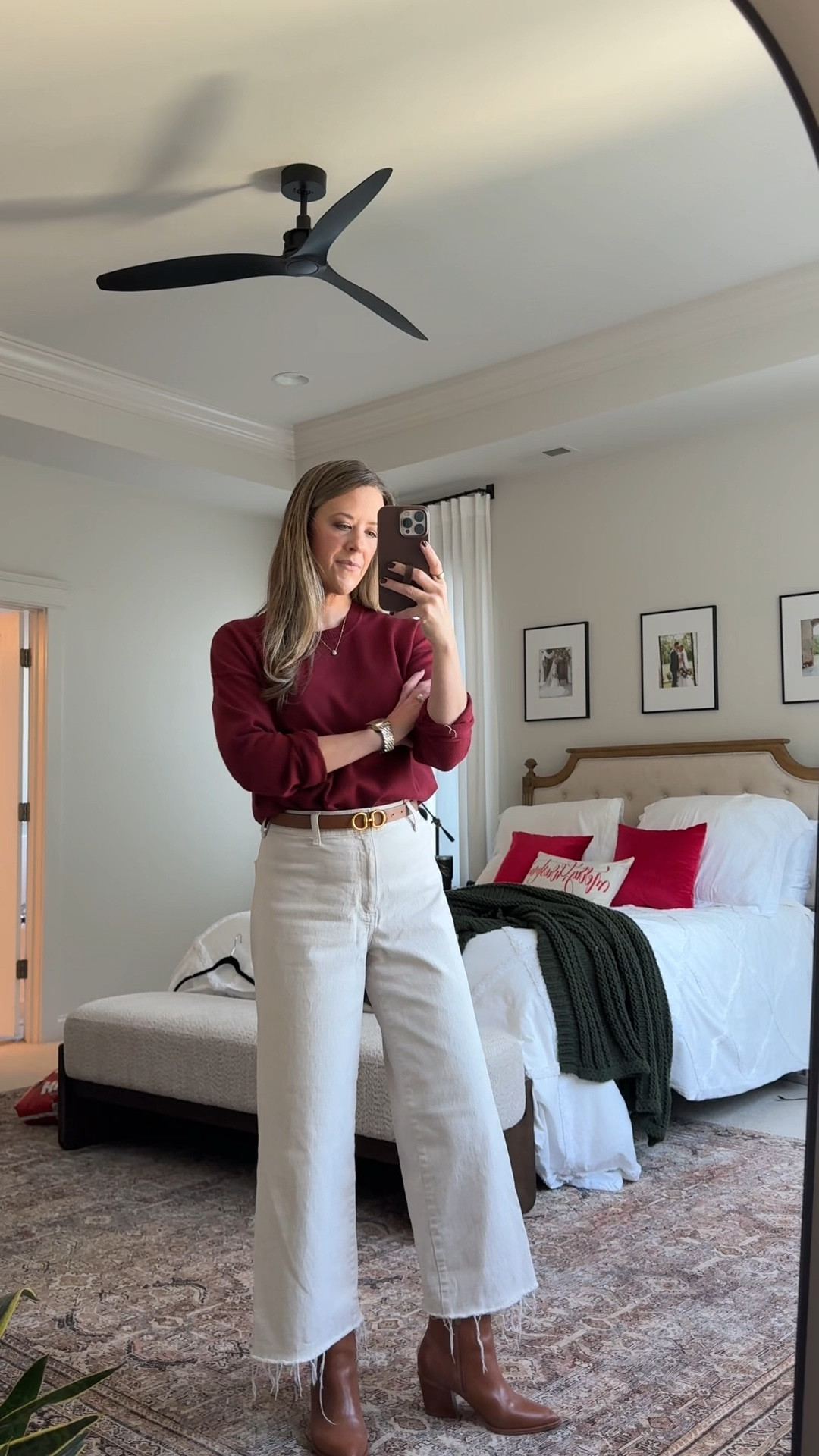 this combo of rich color and classic neutrals is perfect for dinners, work, church or casual get-togethers.

Wearing the Target sailor jeans (size up) — soft, structured, and surprisingly flattering. Paired with this Amazon sweater (S) that seriously doesn’t look or feel like Amazon. It’s medium weight, holds its shape, and layers beautifully under coats or blazers.

#TargetStyle #AmazonFashion #LTKWinterStyle #HolidayOutfitIdeas #ClassicStyle #CapsuleWardrobe #MomOutfits #EverydayStyle #QuietLuxury #LinenAndLightCo #LTKFinds #WinterCapsuleWardrobe

#LTKHoliday #LTKootd #LTKFindsUnder50 #LTKSeasonal #LTKFindsUnder100 #LTKootd

#LTKValentine #LTKWorkwear #LTKmomlife