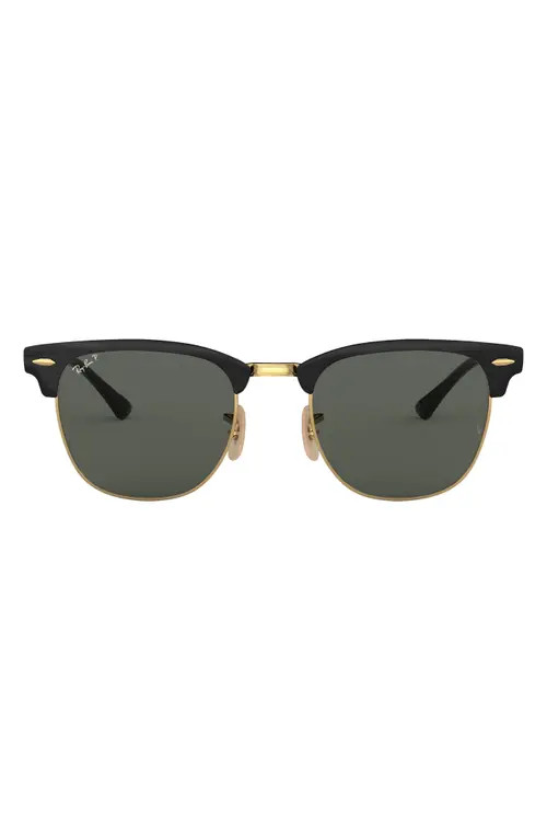 Ray-Ban Clubmaster Metal 58mm Polarized Square Sunglasses in Gold/Black/Green at Nordstrom | Nordstrom