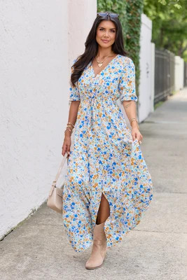 All Along Multi Floral Maxi Dress Blue/Green | Pink Lily