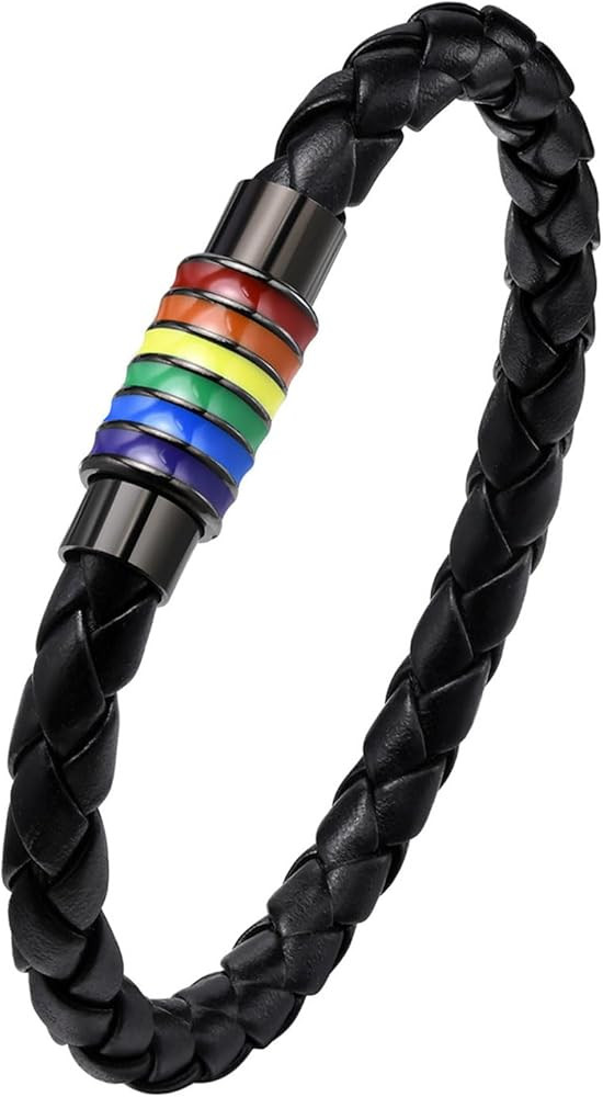 Nanafast Titanium Stainless Steel Rainbow LGBT Pride Bracelet Handmade Braided LGBTQ Pride Bracel... | Amazon (US)