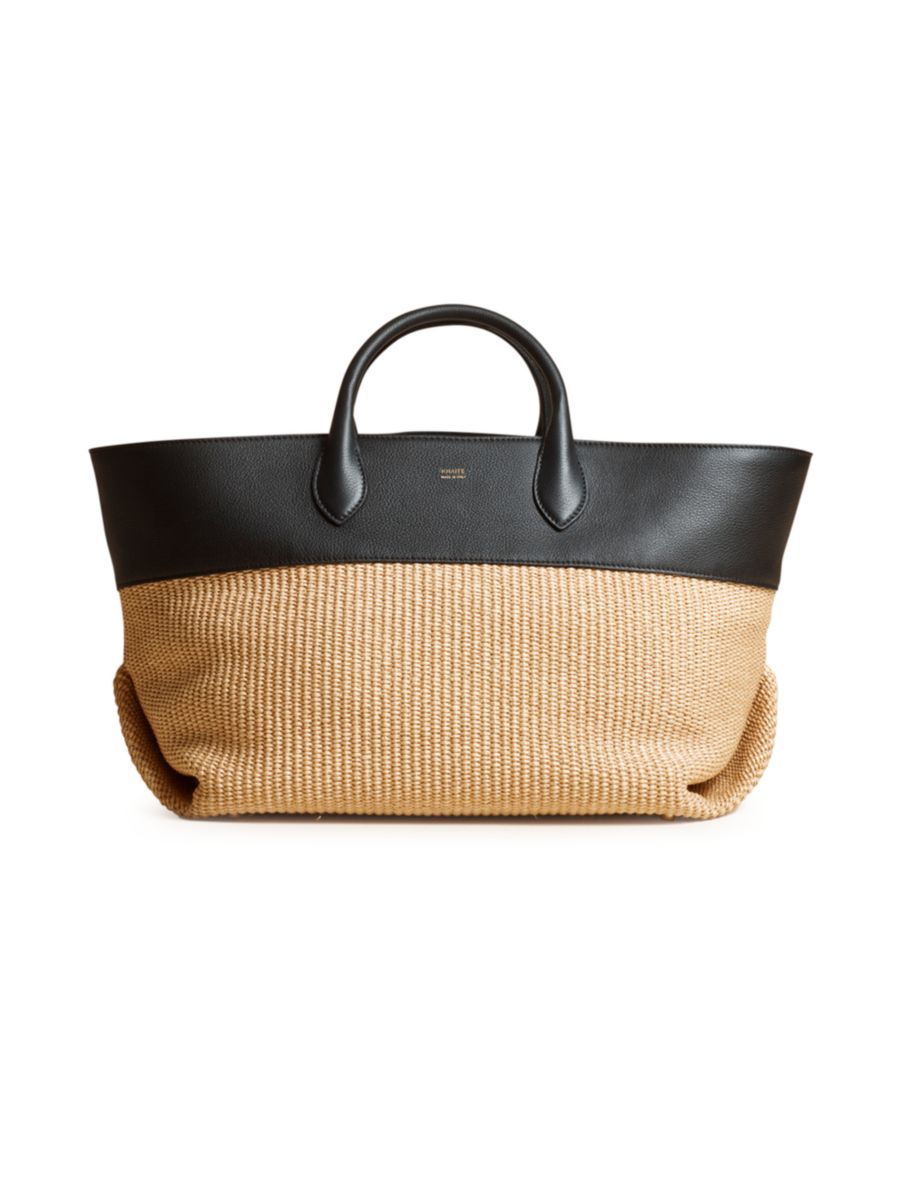 Medium Amelia Raffia & Leather Tote | Saks Fifth Avenue