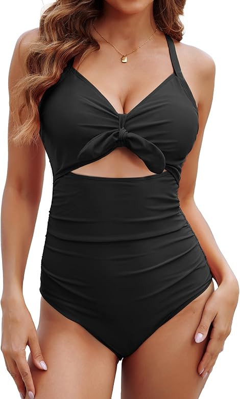 Aqua Eve Women Cut Out One Piece Swimsuit - Tummy Control Bathing Suit Push Up Monokini Swimwear ... | Amazon (US)