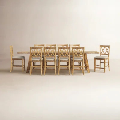 Maxine 10-Person Extendable Solid Wood Dining Set | Wayfair North America
