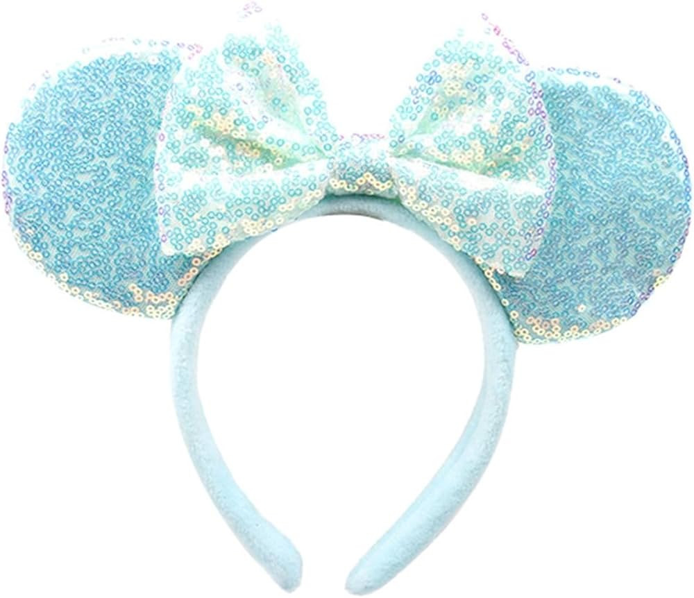 Blue Mouse Ears Headbands With Bow & Sequins, for Cartoon Princess Costume Cosplay Decoration, Gl... | Amazon (US)