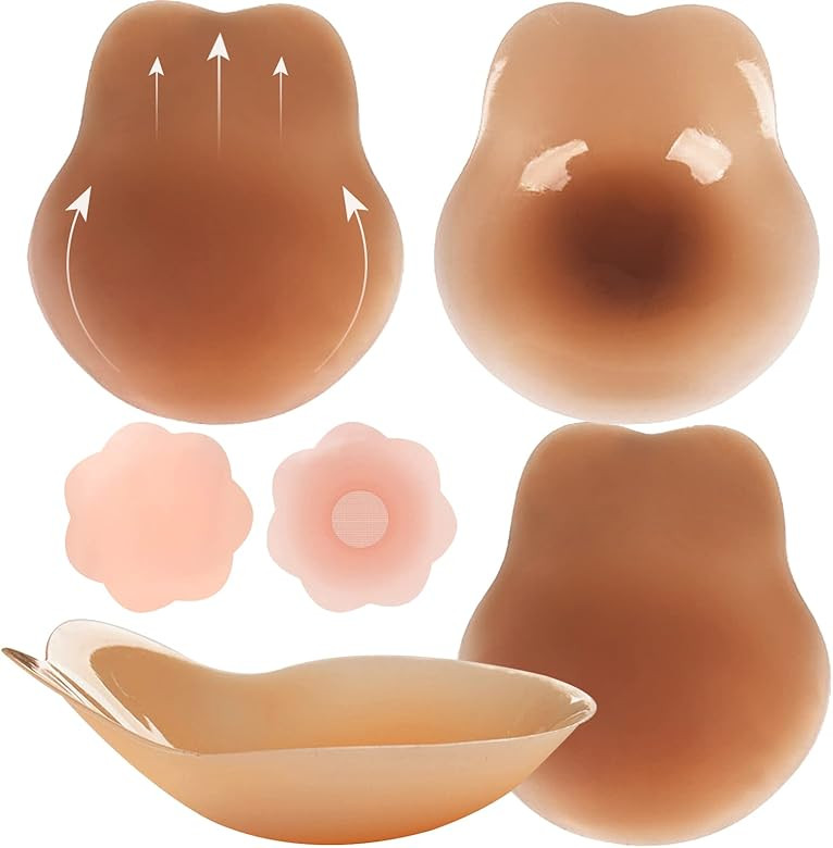 TOPALL Upgrade Nipple Cover Breast Lift Pasties, Sticky Bra Silicone Adhesive Strapless Backless ... | Amazon (US)