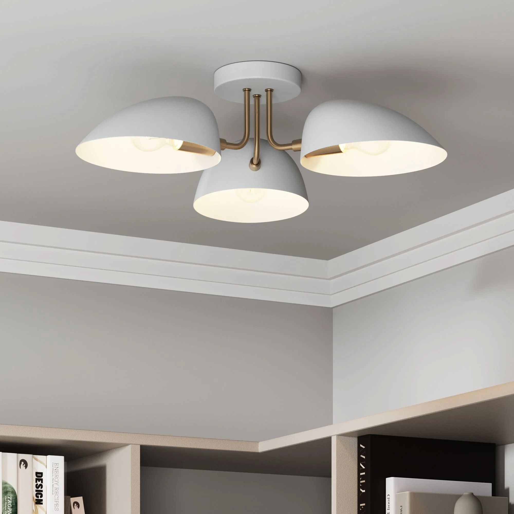 Metal 3-Arm Flush Mount Ceiling Light White | Nathan James