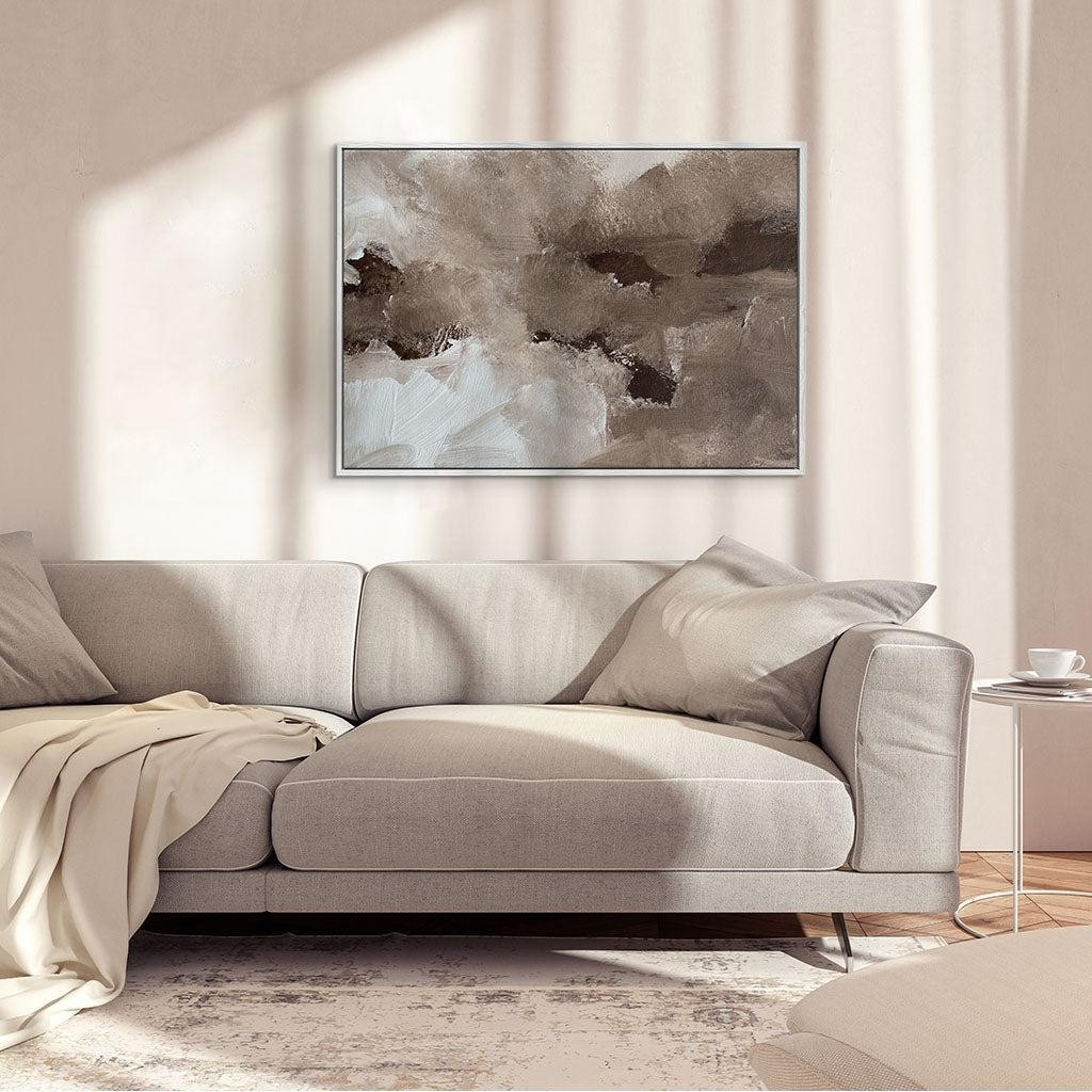 Abstract Brown Shapes Framed Canvas | Abstract House