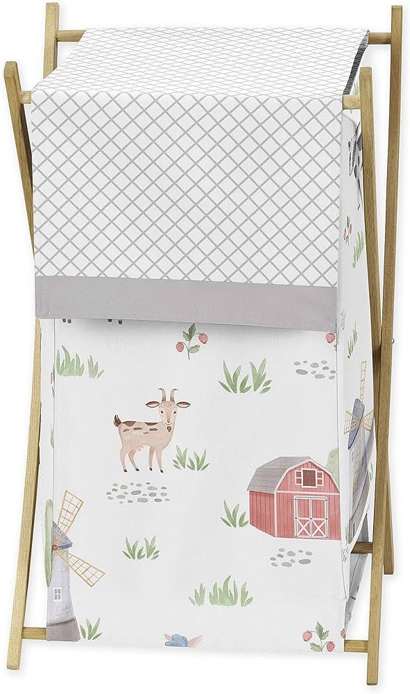 Sweet Jojo Designs Farm Animals Baby Kid Clothes Laundry Hamper - Watercolor Farmhouse Lattice Ho... | Amazon (US)