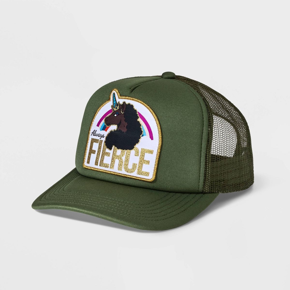 Women's Afro Unicorn Fierce Hat - Green | Target