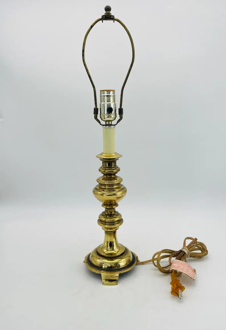 Footed Brass Table Lamp - 21.5" Vintage Lighting - Etsy | Etsy (US)