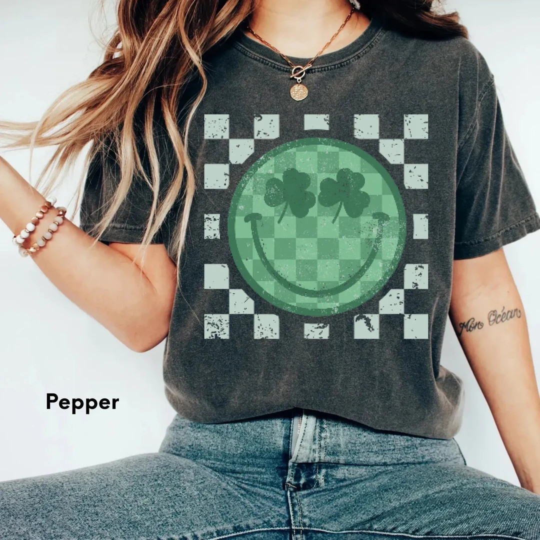 Comfort Colors® Checker Smiley St Patricks Shirtst Patricks - Etsy | Etsy (US)