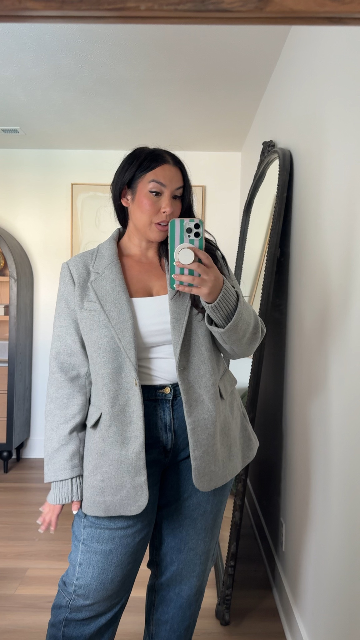 Love this blazer, has a little bit more structure!! wearing a Xl in the blazer, 16 in the denim! walmart, walmart fashion, fall style, workwear, midsize 

 #LTKSeasonal #LTKMidsize