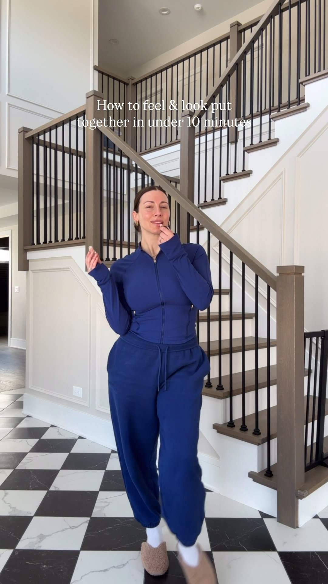 1. Pick out your comfy outfit the night before. Matching sets are super easy and effortless. Instant vibe check. 

2. Your outfit should have one “fitted” item & one “loose fitting” item. For example, if your pants are baggier, your top should be more fitted & vice versa. If you want both baggy, don’t have it be 3 sizes too big, maybe one size bigger. 

3. A quick morning skincare routine that will have you looking refreshed, even if you’re still tired. 

4. A lippie, not chapstick… a little gloss or slightly tinted lip blur that looks super natural and effortless. 

5. Hair… pull it back, put it in a clip. No you don’t look like a founding father, you just need practice & a little more confidence. I promise! 

6. Slippers or house shoes… I’m not talking a funny pair (character slippers or crocs, etc.) of slippers, a cute stylish pair (whatever that is to you). 

7. Jewelry, always jewelry! Simple small gold hoops, a necklace and a few bracelets will do the trick. When I put my earrings on in the morning, I feel so much more put together. 

8. A spritz of perfume, it doesn’t have to be anything fancy, but stop saving everything for something more special. Today is special!!

^ It’s that easy, I promise!! Unsure where to start!? Check out this post out for my cozy go to’s that will get you feeling so good about yourself! 

Millennial mom, motherhood, working mom, sahm, toddler mom, girl mom, boy mom, realistic outfits, comfy put together outfit, GRWM 


#LTKmomlife #LTKselfcare #LTKFindsUnder100