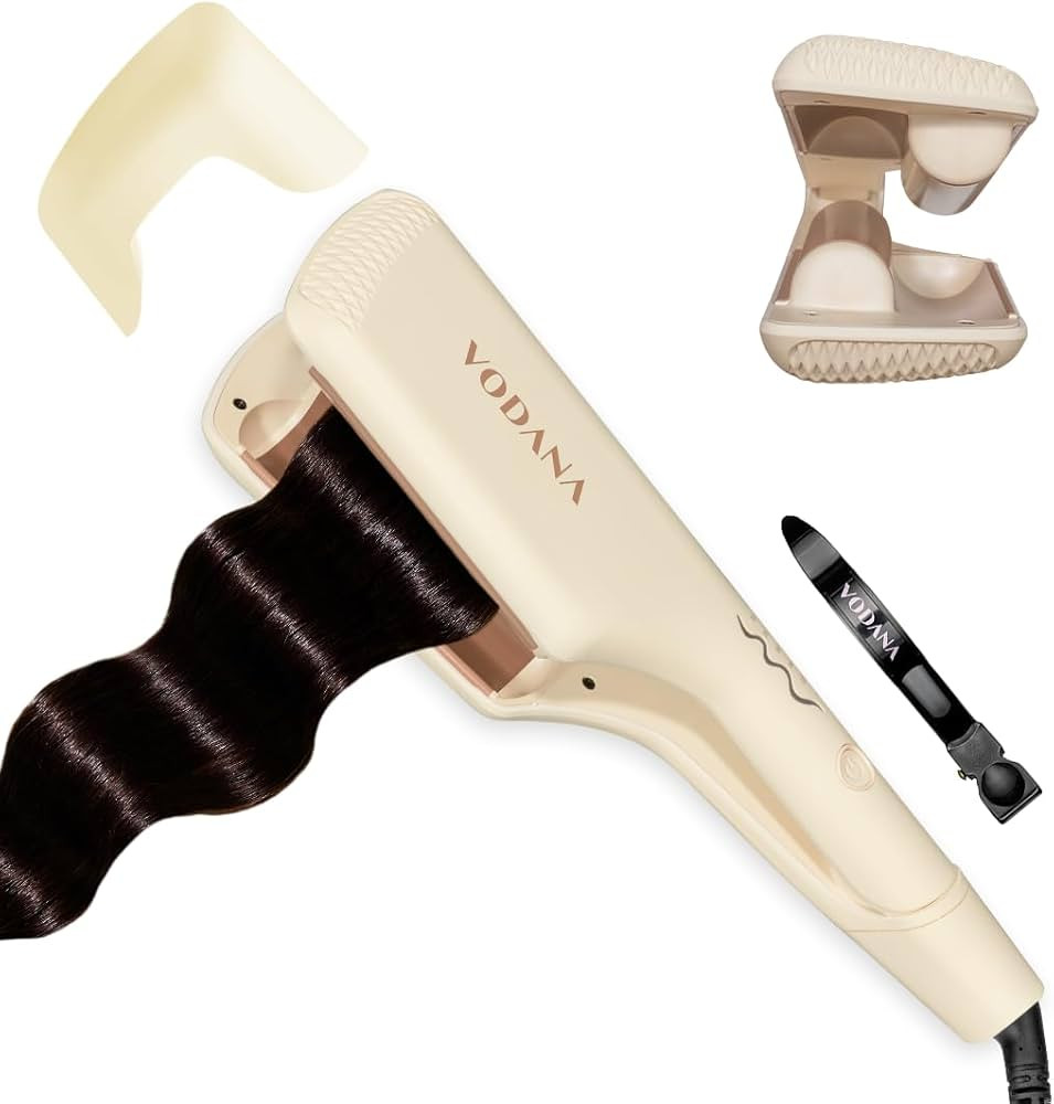 VODANA Professional Triple Flow Ceramic Hair Waver - Easy Beach Waves with Embedded Double Barrel... | Amazon (US)
