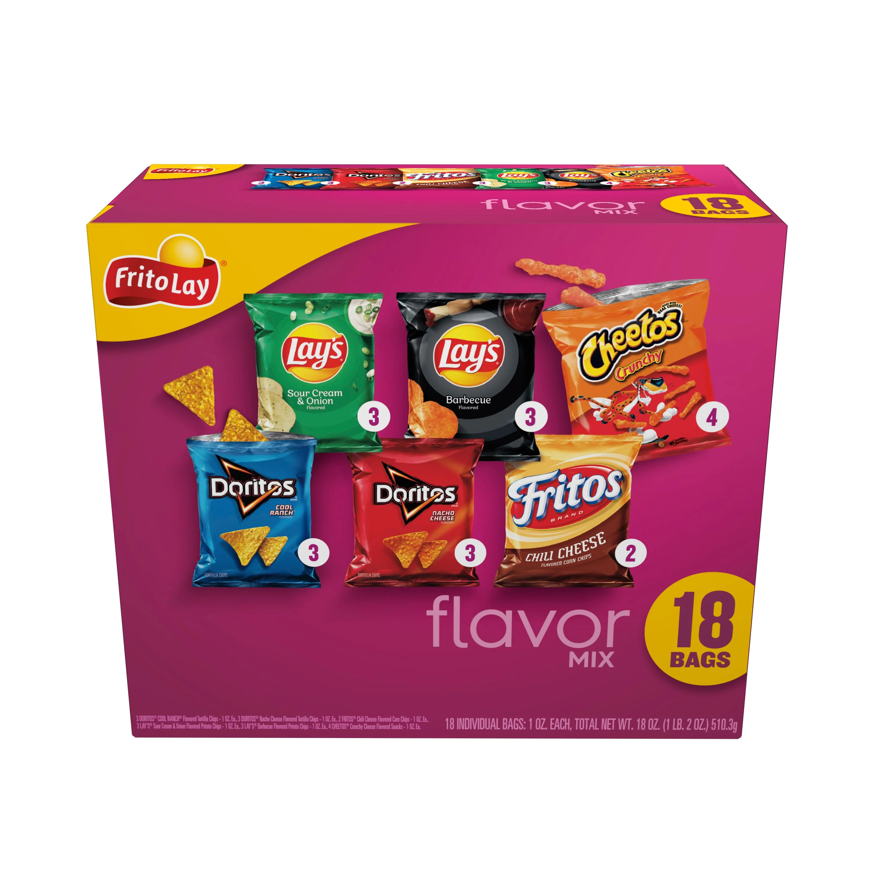 Frito-Lay Flavor Mix Variety Pack Snack Chips, 1oz Bags, 18 Count Multipack | Walmart (US)