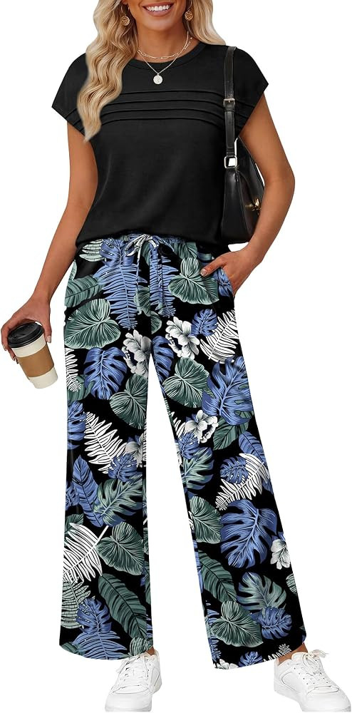 WIHOLL Two Piece Set for Women Summer Spring Outfits Matching Sets Women Clothing Airport Travel ... | Amazon (US)