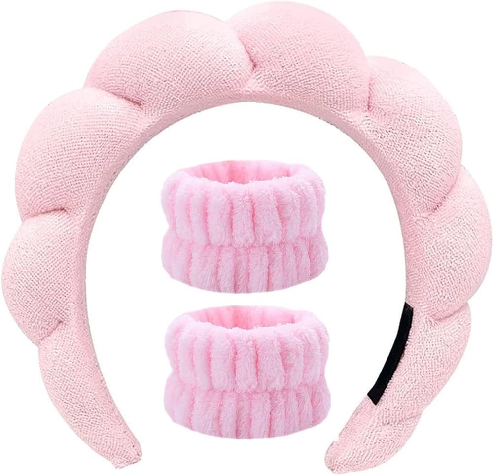 Yiwafu Spa Headband for Women, Sponge Headband for Washing Face Wristband Set, Makeup Headband, S... | Amazon (US)