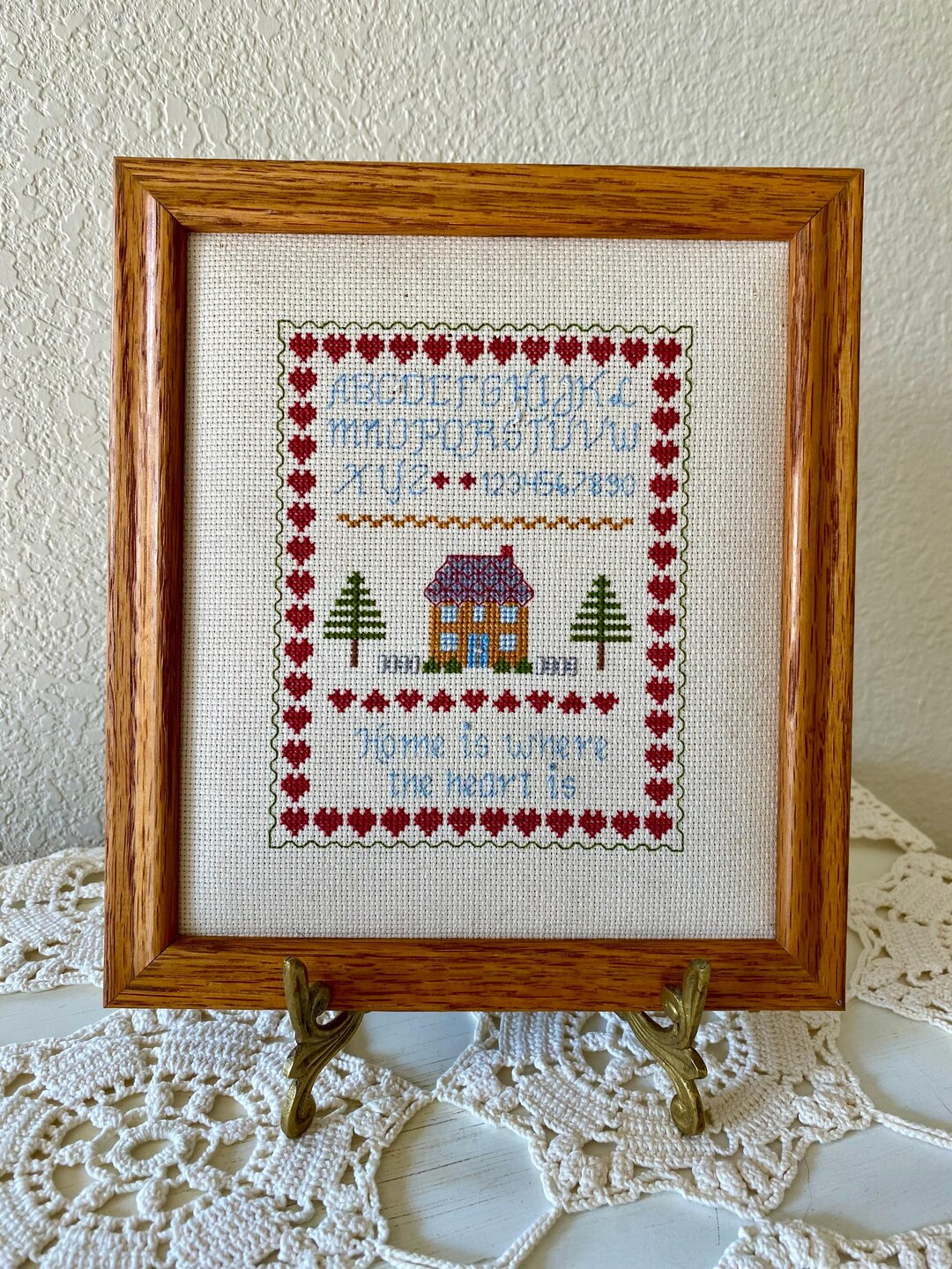 Vintage Framed Cross Stitch / home is Where the Heart Is Cross Stitch - Etsy | Etsy (US)