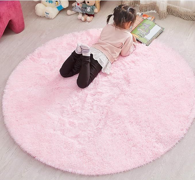 PAGISOFE Super Soft Circle Rugs for Girls Princess Castle Toddlers Play Tent 41” Diameter Circu... | Amazon (US)