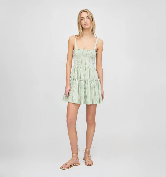 The Seraphina Mini Nap Dress - Green Jacquard Stripe | Hill House Home US