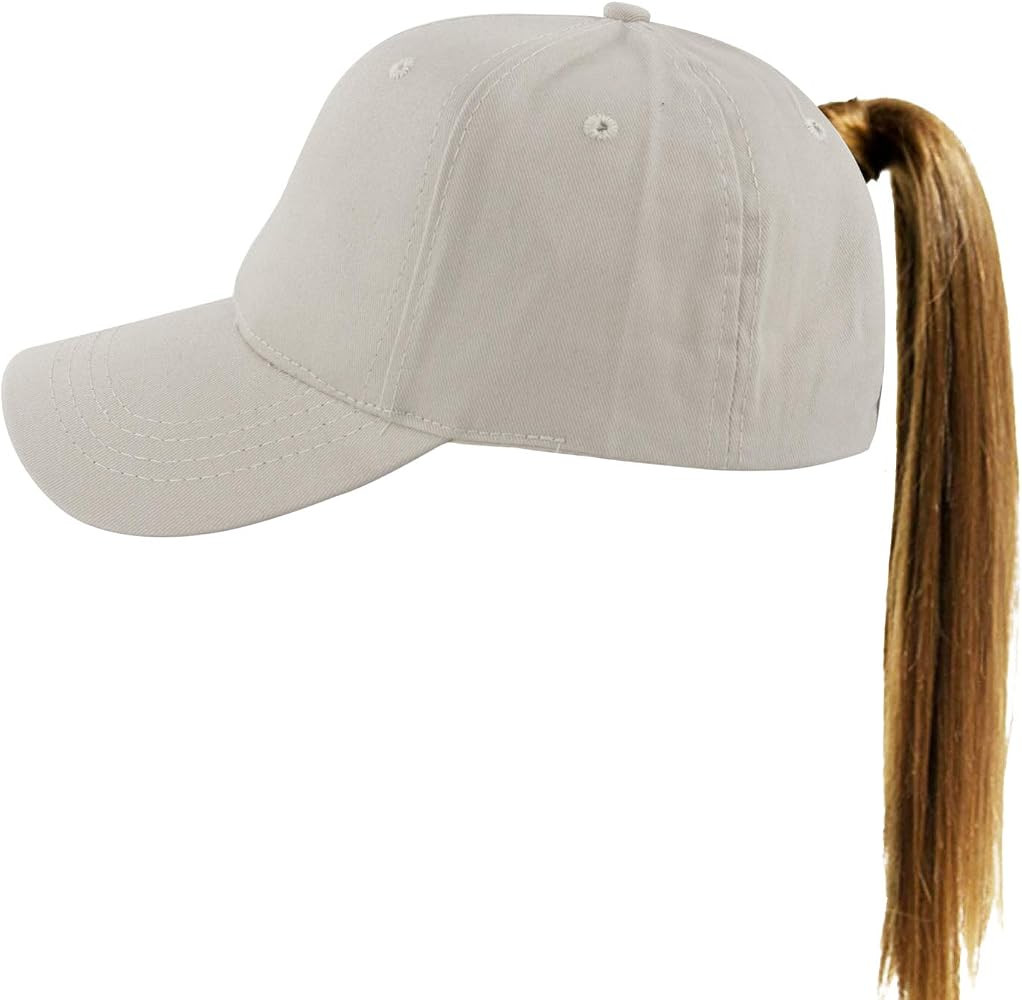 Muryobao Women's Ponytail Baseball Cap Messy High Bun Adjustable Plain Trucker Dad Hat | Amazon (US)