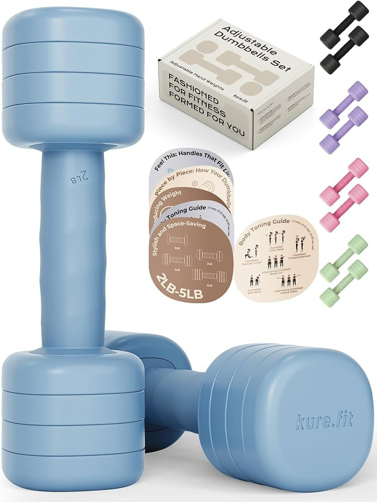Adjustable Dumbbell Set｜2LB 3LB 4LB 5LB Light Hand Weights for Women｜One-Twist Weight Adjustm... | Amazon (US)