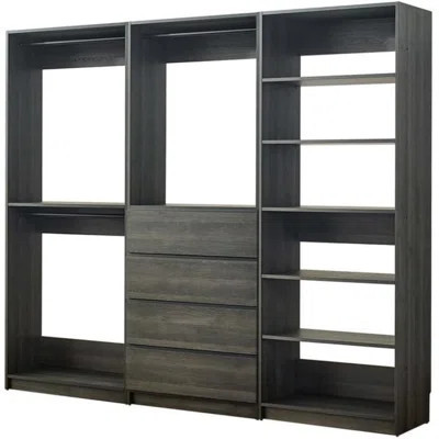 Gray Freestanding Walk in Wood Closet System for Contemporary Modular Closet Room | Wayfair North America