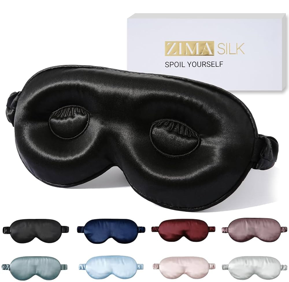 ZIMASILK Adjustable 22 Momme 100% Pure Mulberry Silk Sleep Mask, 3D Contoured Cup Eye Mask for Sl... | Amazon (US)